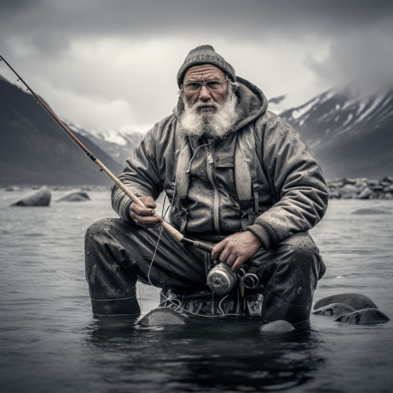 old man fishing